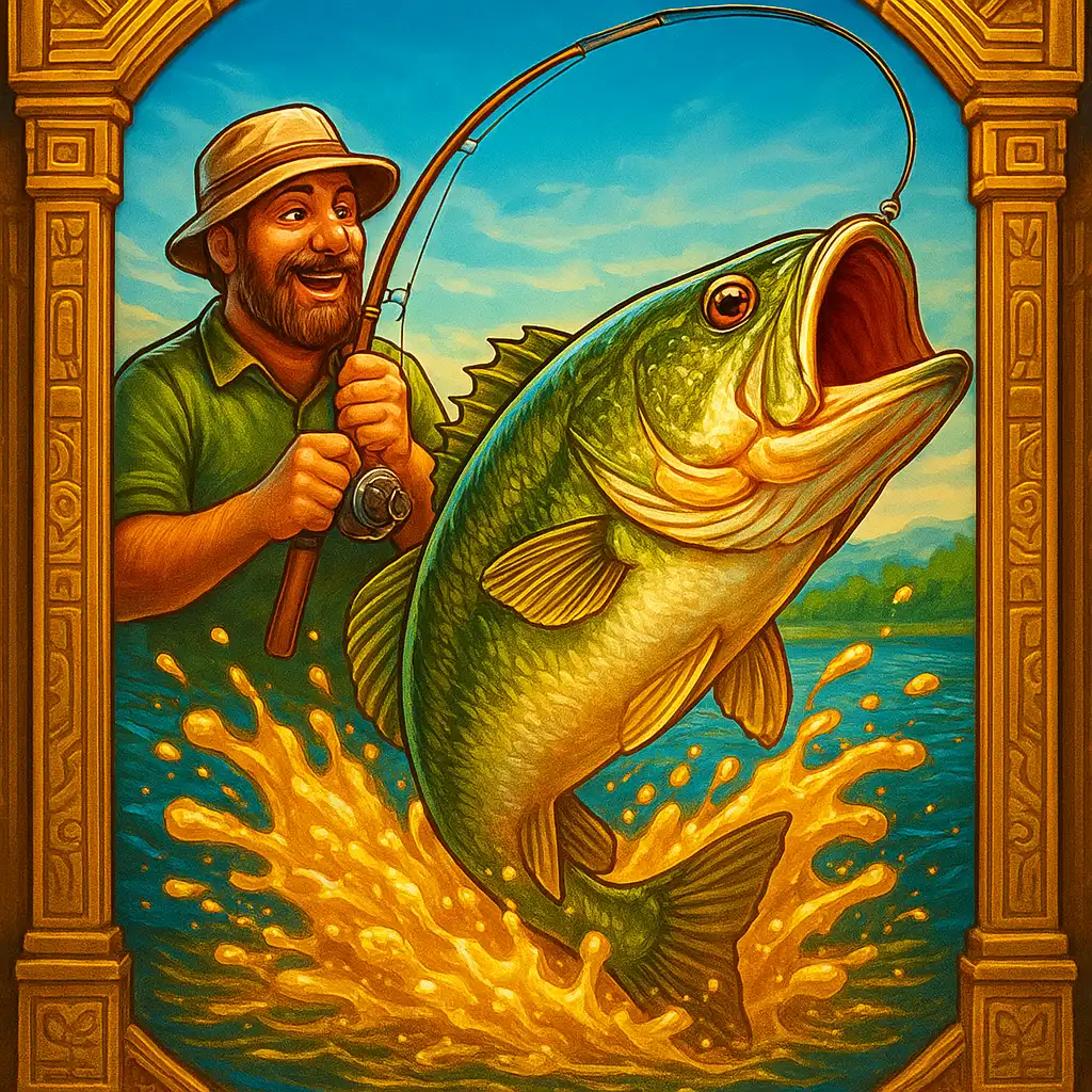 Big Bass Splash slot game artwork in golden temple style